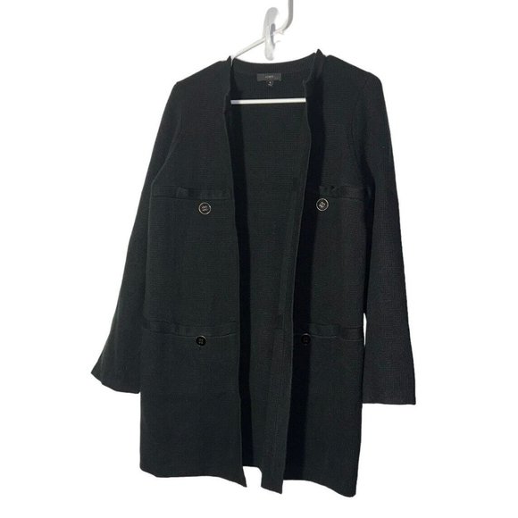 J. Crew Womens Front Pocket Knit Jacket Open Sz S Black Acrylic Wool Alpaca